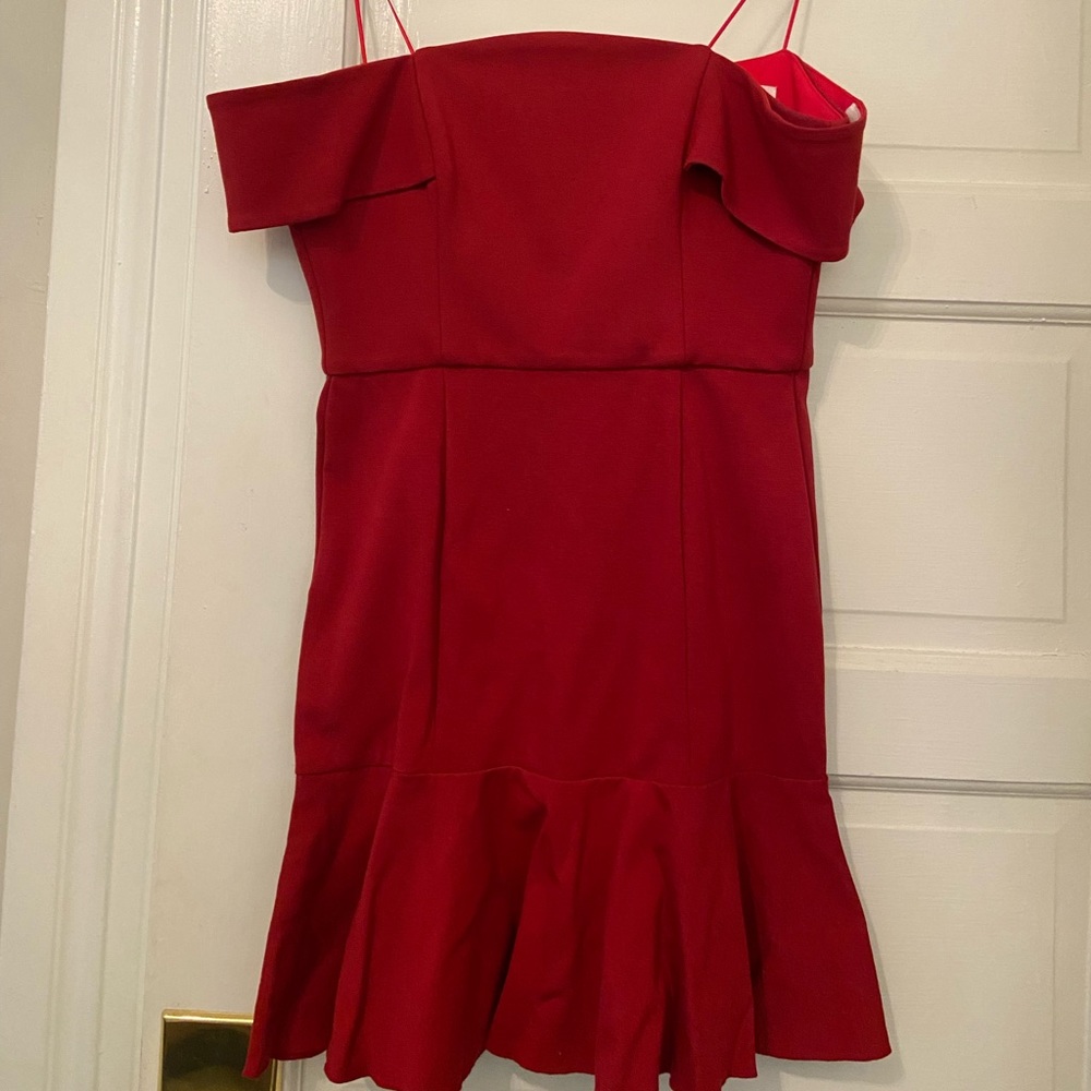 Red Off the Shoulder Cocktail Dress by N/Nicholas; Size 4
